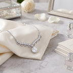 Sterling Silver Scalloped Moissanite Necklace