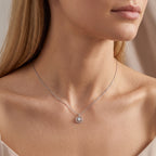 Sterling Silver Round Moissanite Circle Pendant Necklace
