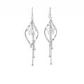 Sterling Silver Twisted Marquise Flower Tassel Drop Earrings