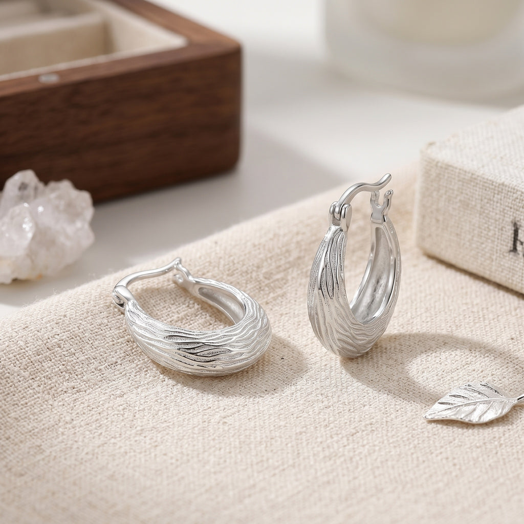 Textured  Wave Hoop Earring