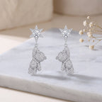 Sterling Silver Star and Teddy Bear Drop Earrings