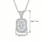 Sterling Silver Emerald-Cut Cubic Zirconia Halo Pendant Necklace