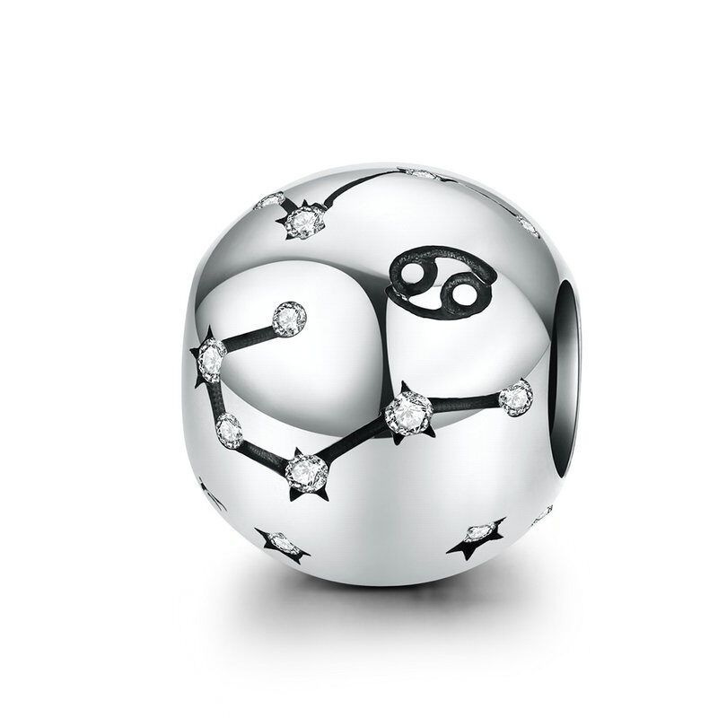 Sterling Silver Zodiac Constellation Cubic Zirconia Charm Bead