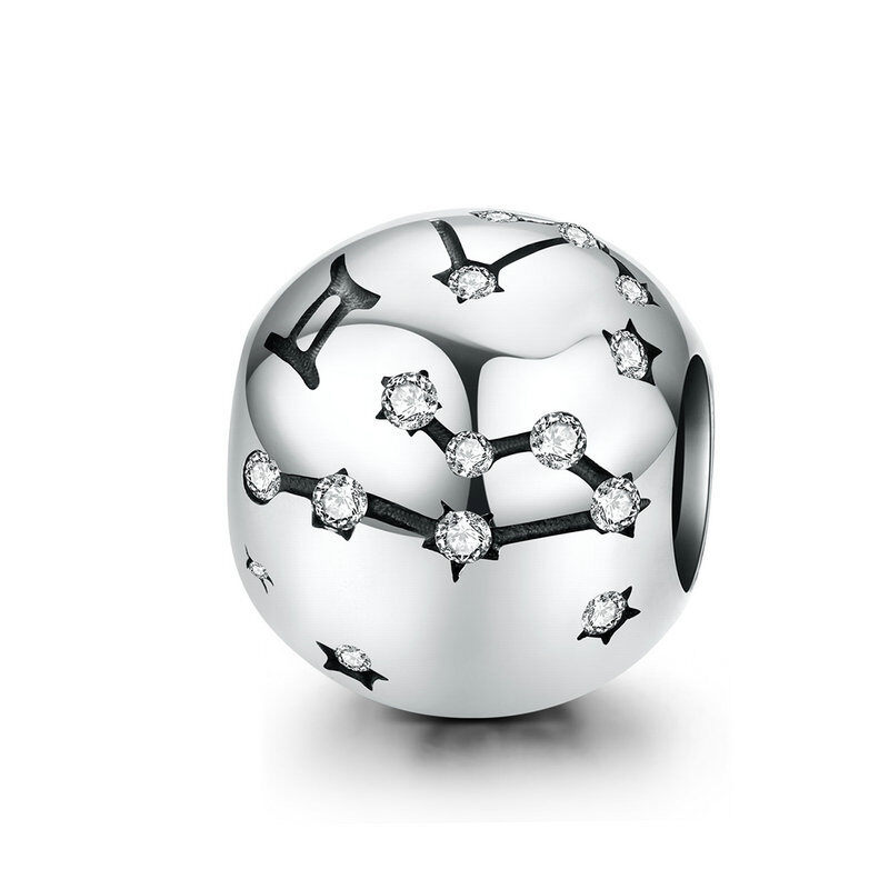 Sterling Silver Zodiac Constellation Cubic Zirconia Charm Bead