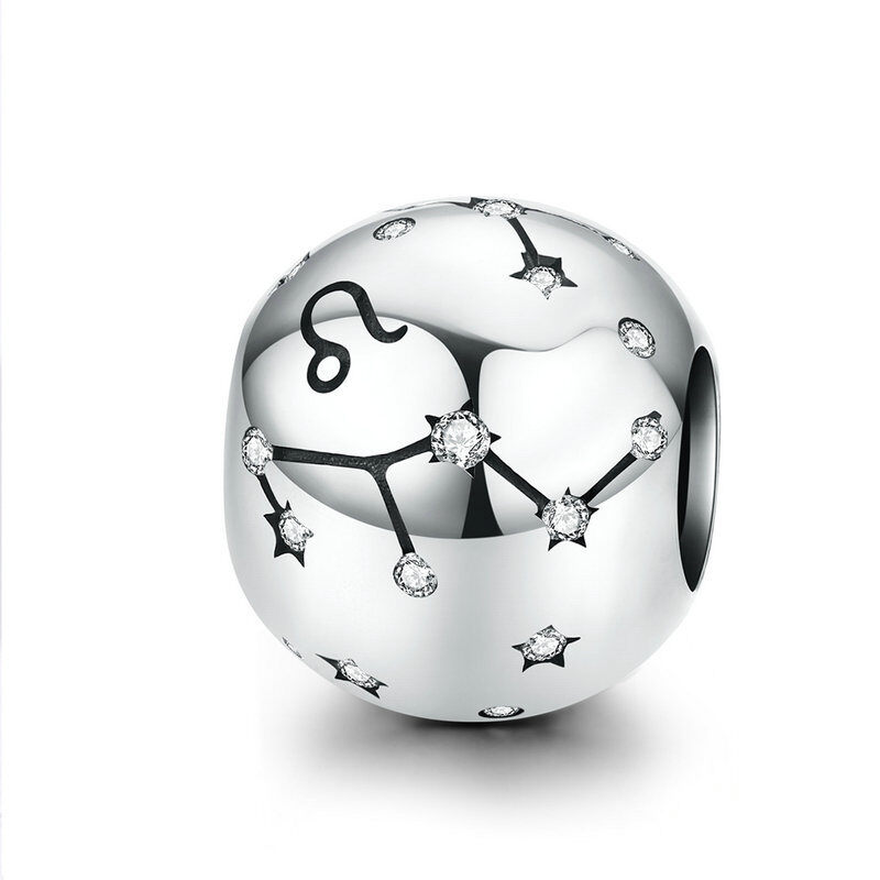 Sterling Silver Zodiac Constellation Cubic Zirconia Charm Bead