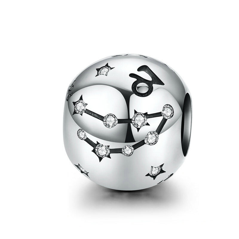 Sterling Silver Zodiac Constellation Cubic Zirconia Charm Bead