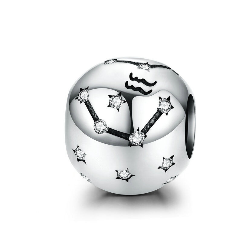 Sterling Silver Zodiac Constellation Cubic Zirconia Charm Bead