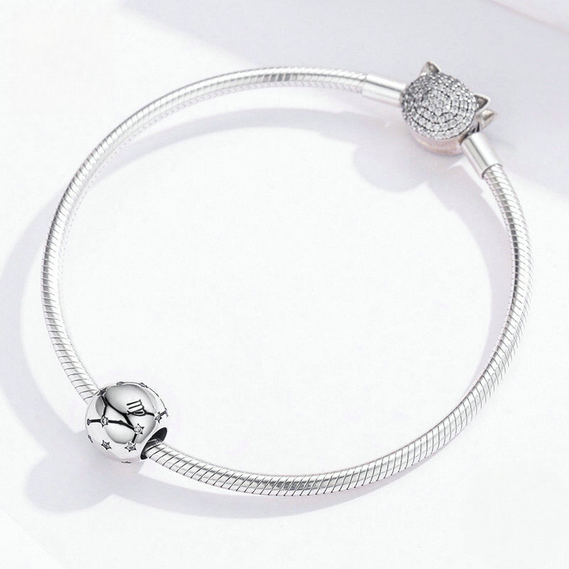 Sterling Silver Zodiac Constellation Cubic Zirconia Charm Bead