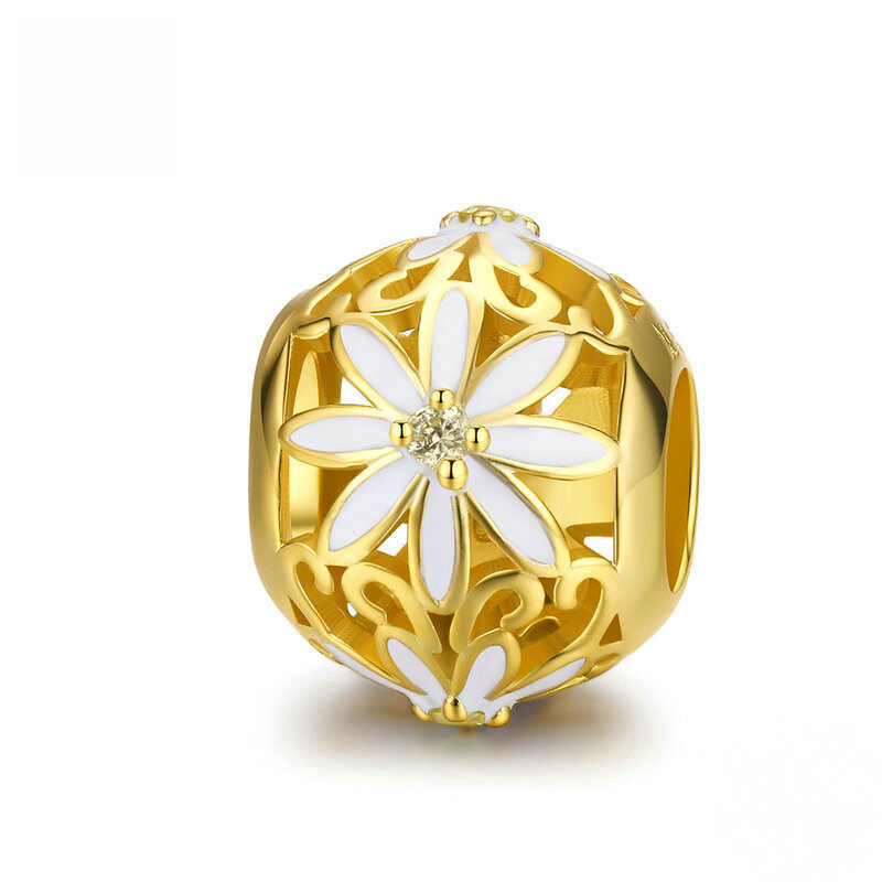 Sterling Silver Blue Enamel Floral Charm Bead Collection