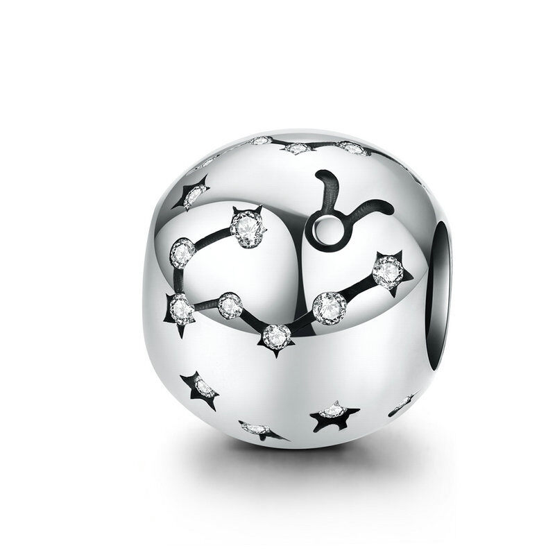Sterling Silver Zodiac Constellation Cubic Zirconia Charm Bead