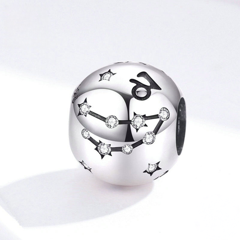 Sterling Silver Zodiac Constellation Cubic Zirconia Charm Bead