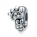 Sterling Silver Pet Paw Print Charm Bead Collection