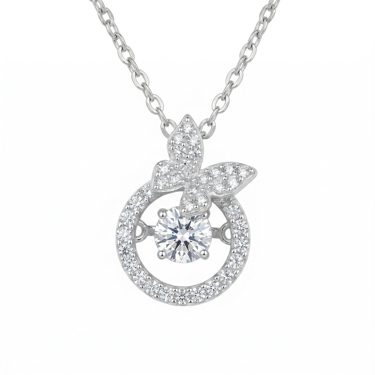 Sterling Silver Butterfly Moissanite Necklace