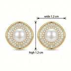 Sterling Silver Pearl Halo Stud Earrings