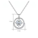 Sterling Silver Round Moissanite Circle Pendant Necklace