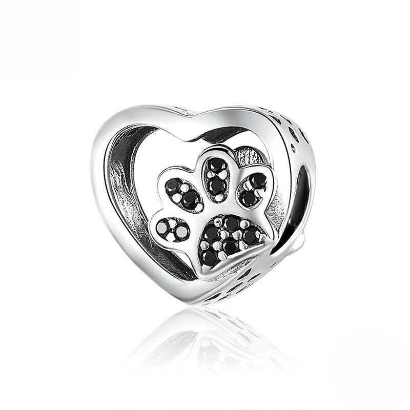 Sterling Silver Pet Paw Print Charm Bead Collection