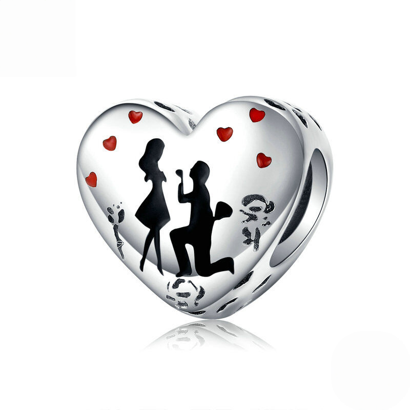 Sterling Silver Love Heart Family Charm Bead