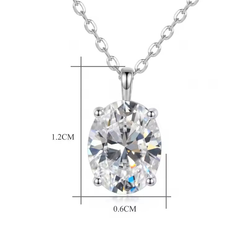 Sterling Silver Oval Moissanite Solitaire Pendant Necklace