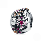 Sterling Silver Blue Enamel Floral Charm Bead Collection