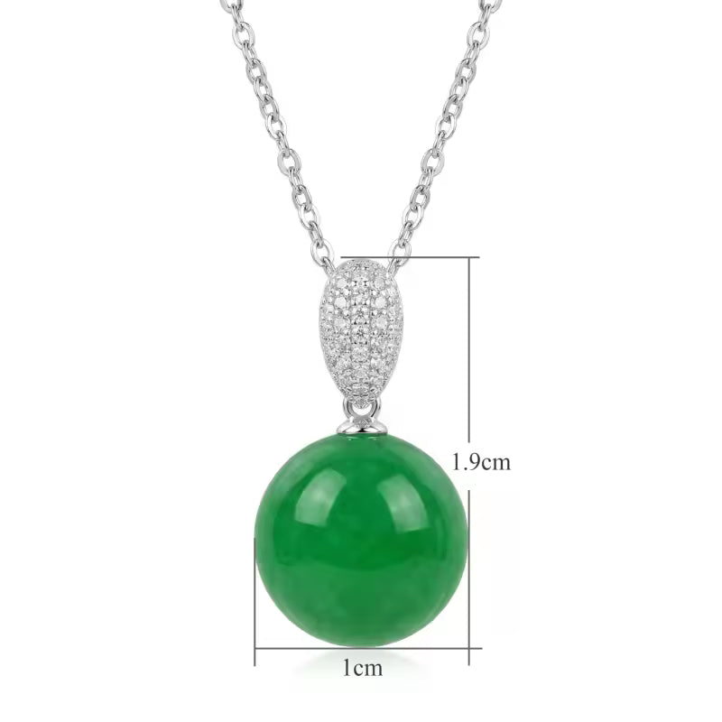 Elegant Green Jade Sphere Pendant Necklace