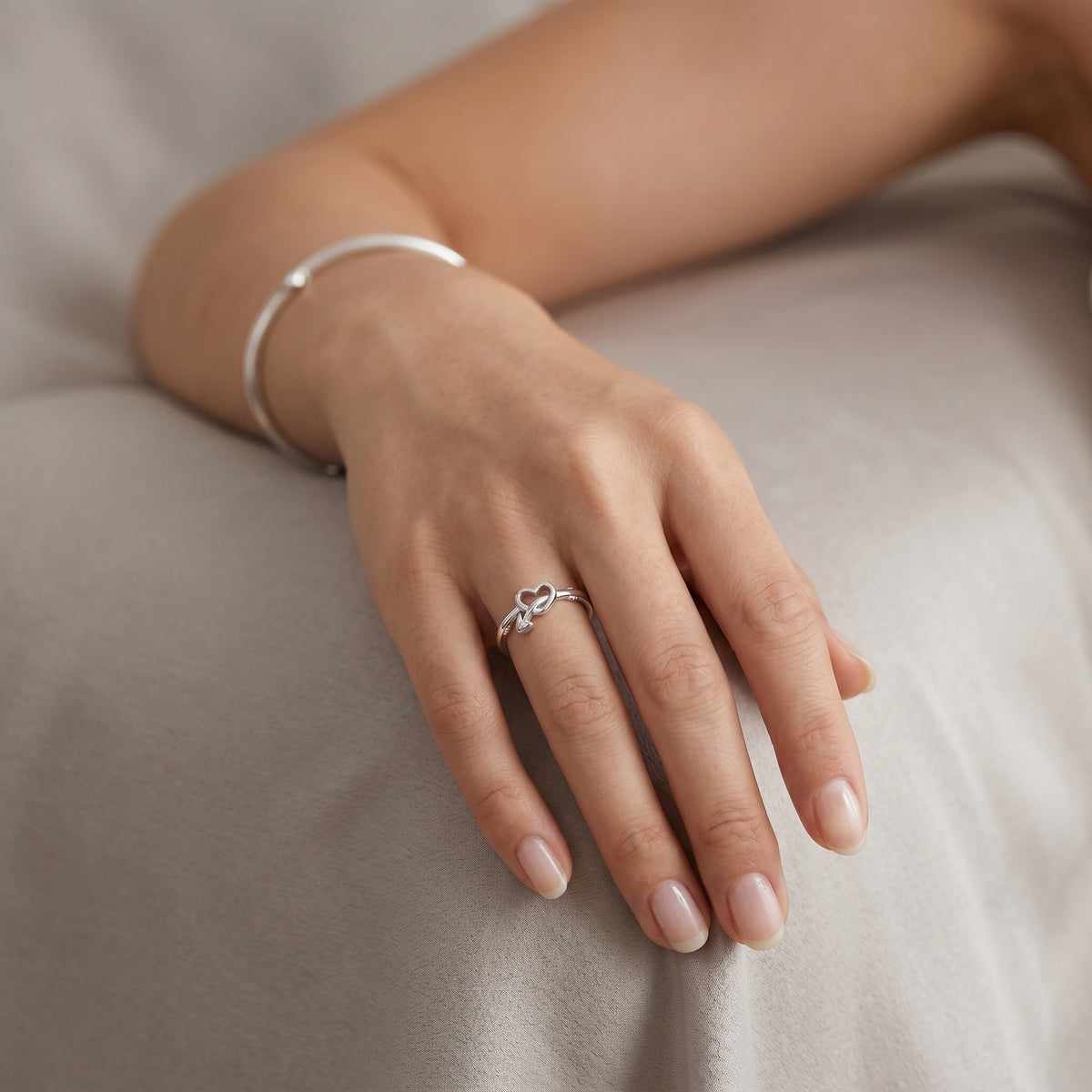 Sterling Silver Heart and Cupid Arrow Ring