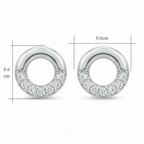 Sterling Silver Open Circle Stud Earrings – Pave Stone Detail