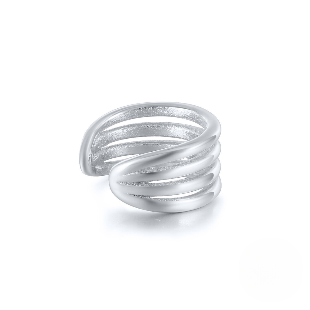 Sterling Silver Multi-Layer Ear Cuff for Women – Minimalist Non-Piercing Design