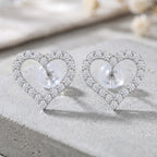 Sterling Silver Moissanite Heart Stud Earrings