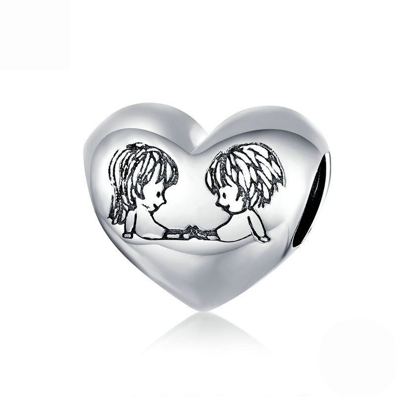 Sterling Silver Love Heart Family Charm Bead