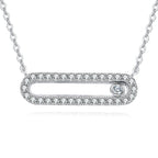 Sterling Silver Moissanite Horizontal Bar Pendant Necklace