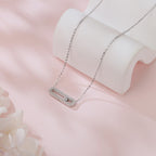 Sterling Silver Moissanite Horizontal Bar Pendant Necklace