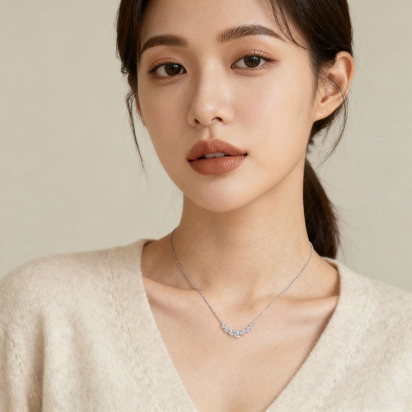 Celeste Zircon Curve Necklace