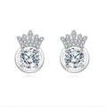 Sterling Silver Crown Moissanite Stud Earrings