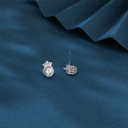 Sterling Silver Crown Moissanite Stud Earrings