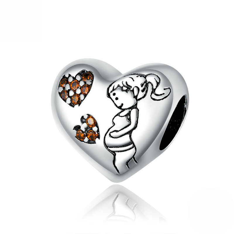 Sterling Silver Love Heart Family Charm Bead