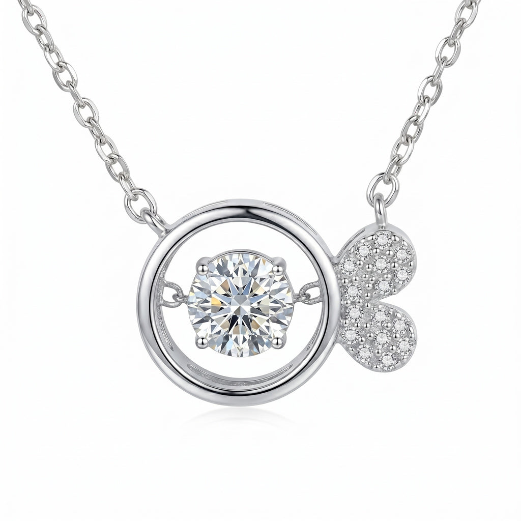 Sterling Silver Dancing Moissanite Fish Tail Necklace