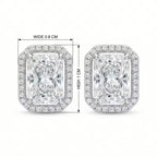 Sterling Silver Emerald-Cut Cubic Zirconia Halo Stud Earrings