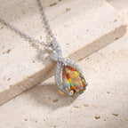 Sterling Silver Pear Moissanite Pendant Necklace