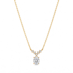 18K Gold Plated Sterling Silver Oval Moissanite Pendant Necklace