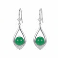 Elegant Green Chalcedony Teardrop Earrings