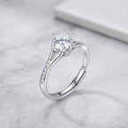 Sterling Silver Adjustable Cubic Zirconia Solitaire Ring
