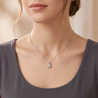 Sterling Silver Pear-Cut Moissanite Teardrop Necklace