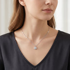 Sterling Silver Moissanite Double Halo Pendant Necklace