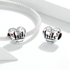 Sterling Silver Love Heart Family Charm Bead