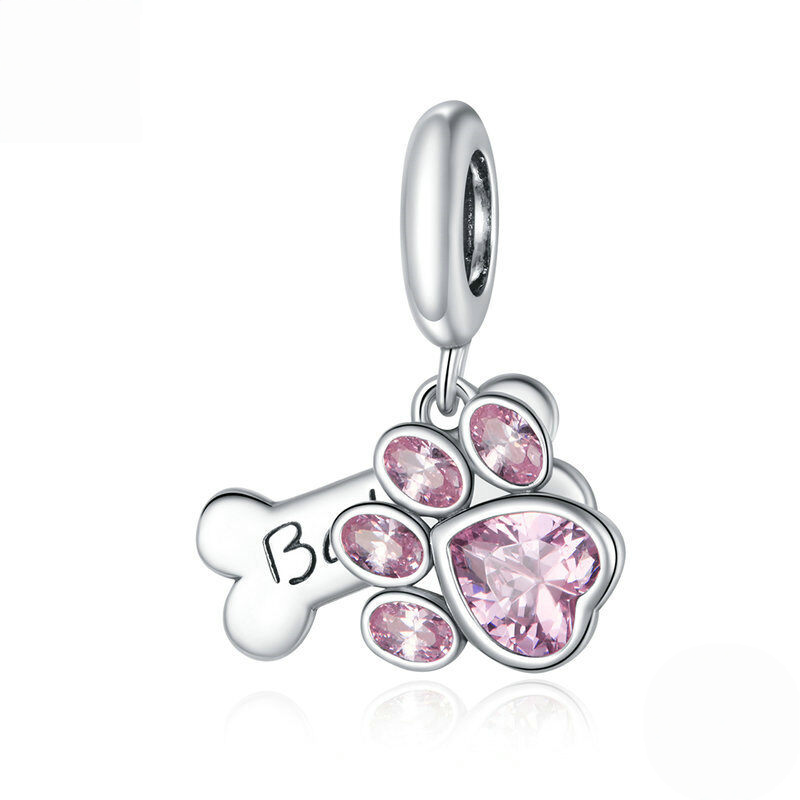 Sterling Silver Pet Paw Print Charm Bead Collection