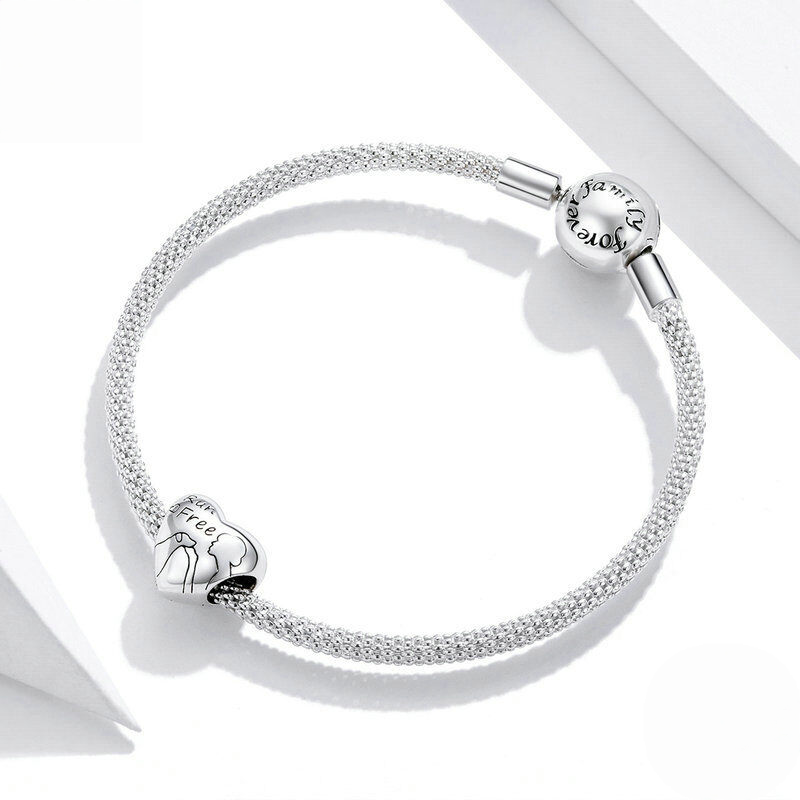 Sterling Silver Love Heart Family Charm Bead