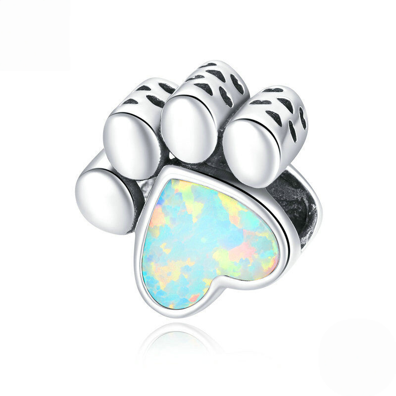 Sterling Silver Pet Paw Print Charm Bead Collection