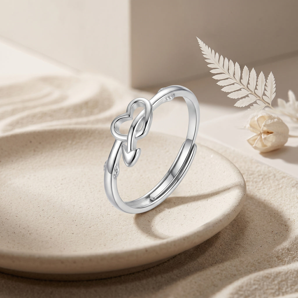 Sterling Silver Heart and Cupid Arrow Ring