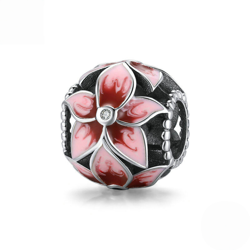 Sterling Silver Blue Enamel Floral Charm Bead Collection