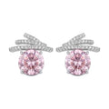 Sterling Silver Pink Cubic Zirconia Wing Stud Earrings